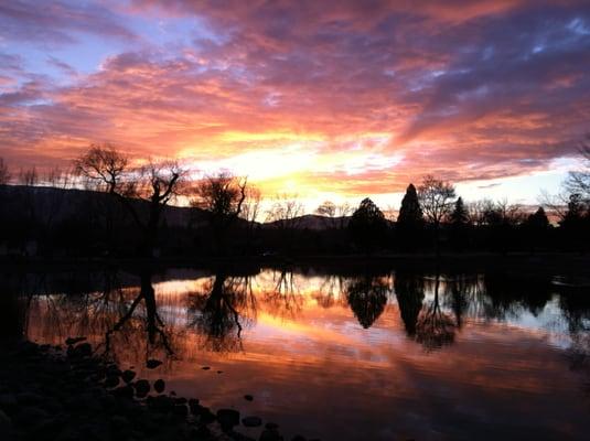 winter sunset at Lake Park