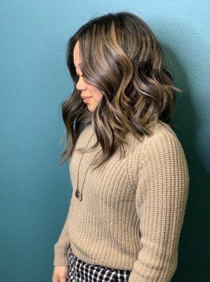 Balayage and long a-line cut