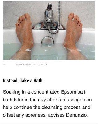 Don't forget your epsom salt soak after a treatment with me