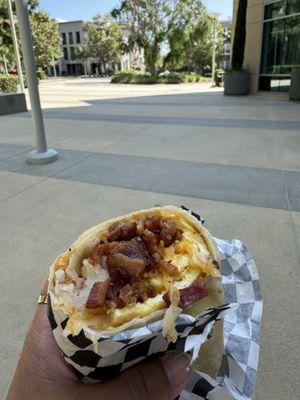 BTS Breakfast Burrito with bacon