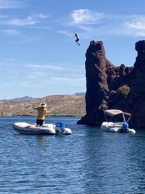 Copper Canyon someone jumping off the Rock not with our party