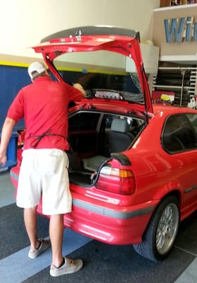 Shawn doing the instal on my Bimmer!