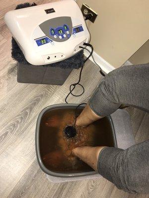 Client receiving Ionic Foot Bath