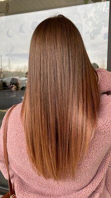 Cinnamon gloss and Brazilian Blowout