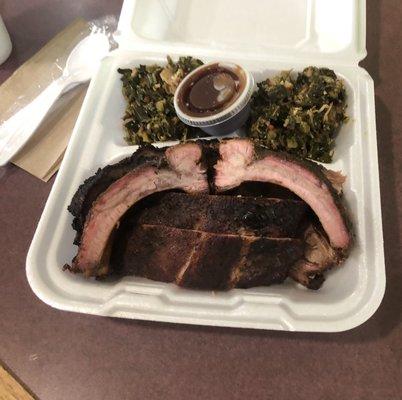 Ribs, brisket and the best greens I've ever had