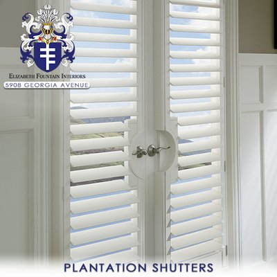 Plantation shutters West Palm Beach by boutique showroom, Elizabeth Fountain Interiors. Stop by to see our selection of shutt...