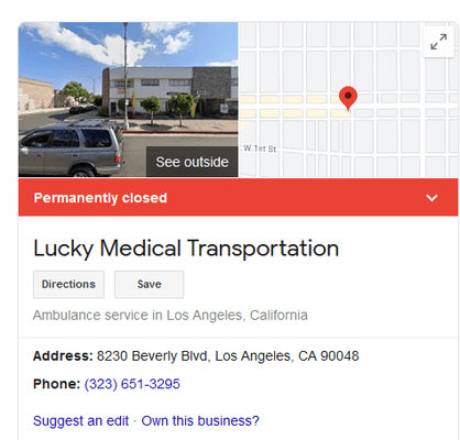 ...This is who Kern Family apparently actually contacted. As you can see, it is in LA and even worse, permanently closed!