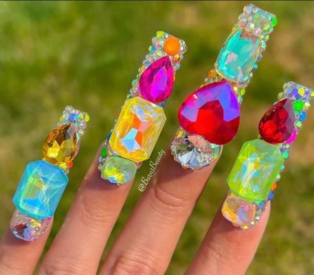 Big Rhinestone  Nails Inspo