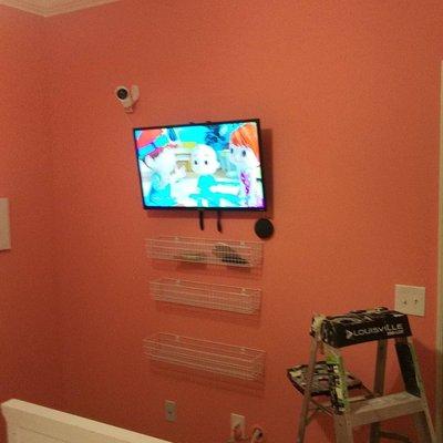 Painted walls in the toddlers room before stripping