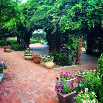 One of two patios that are full of vibrant colors and provide a relaxing and comfortable setting for any party.