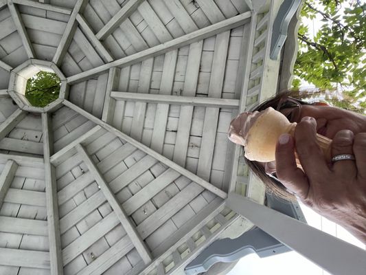 Inside the gazebo seating