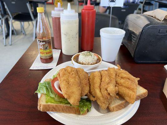 Lunch Special - Catfish Sandwich & Gumbo.