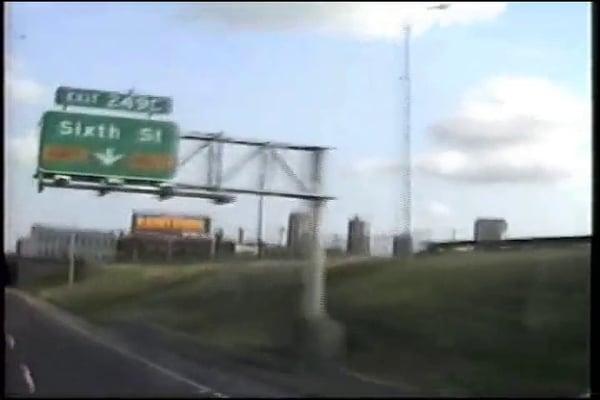 Interstate 70 approaches Sixth St exit - St. Louis, Missouri, 1987