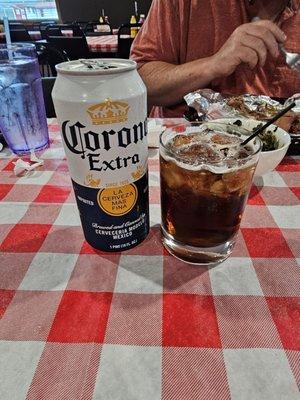 Jim Beam and Coke and a Corona Extra