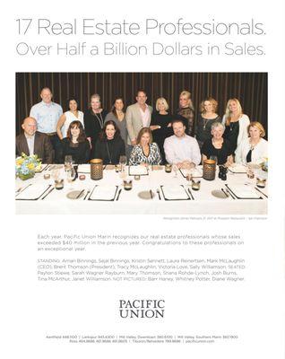 The Team was honored to be a part of Pacific Union $40M club for the past three years!