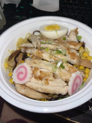 The chicken Ramen but no broth, I filled it with miso soup