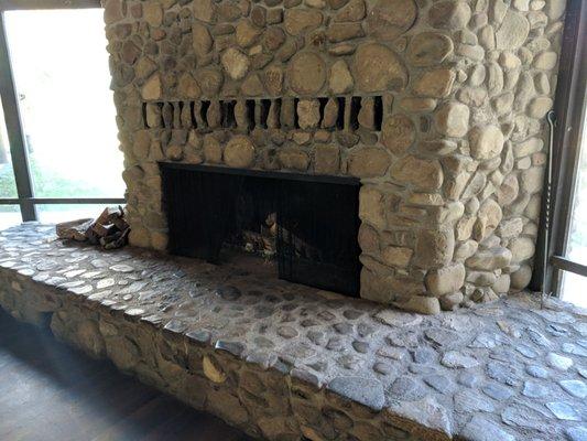 Large fireplace in the main hall.