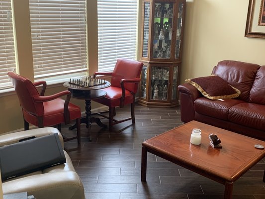 Red leather chairs