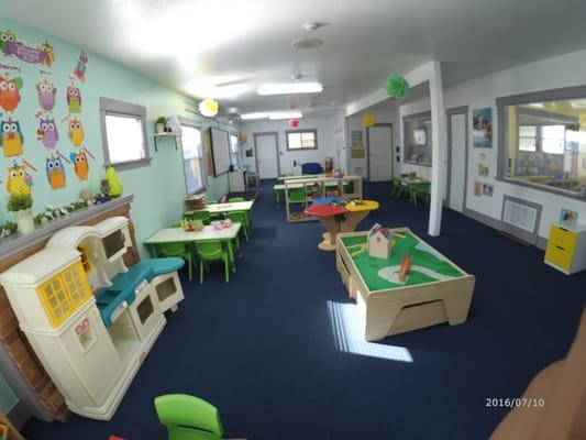 Inside look of one of the Preschool rooms- bright & sunny