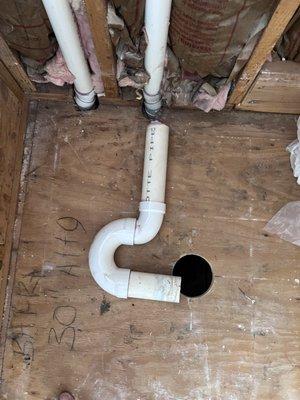 Broken Shower Drain pipe (fitted under the shower floor board. For photo, we placed on top)