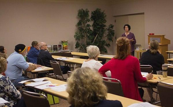 Rita speaking on stress management to mental health professionals.  Check her website for offerings.