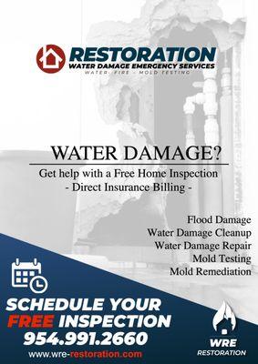 Water Damage? Get help with a Free Home Inspection - 
Insurance Dierct Billing