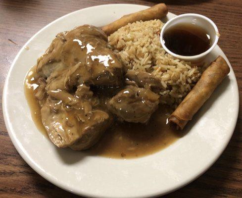 Chicken with rice and gravy - supposedly Chkn Adobo