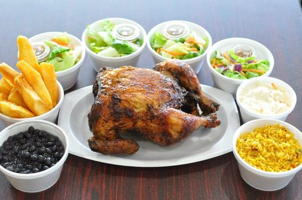 The family meal that they offer with 4 salads , your choice of 4 side orders and one 2 liter soda for a very affordable price!