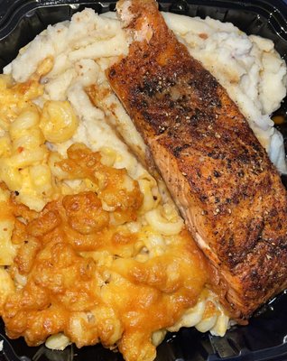 Blackened Salmon Baked Mac Mash Potatoes