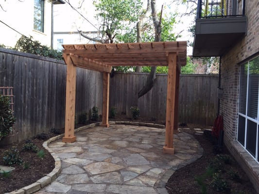 New landscape, irrigation, cedar arbor in Dallas