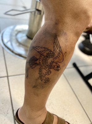 Stencil work was clean and perfect placement on leg