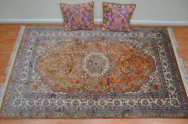 Oriental rug handmade from silk