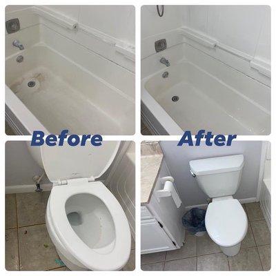 Before and after of a clients bathroom. They were extremely happy with the results!