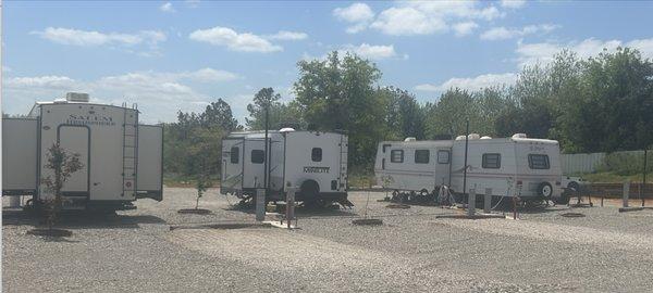 A+ RV Park has planted a tree at every space.  The lots are a nice size too.