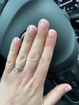 Fresh, short powder French manicure