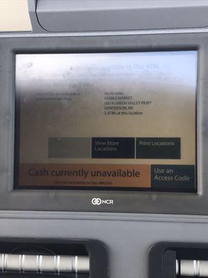 ATM Notice: cash currently unavailable