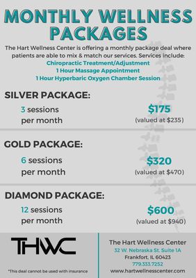 NEW!...The Hart Wellness Center is offering monthly wellness packages!