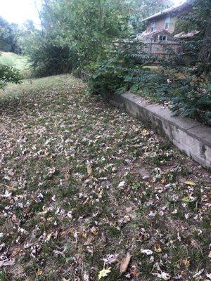 BEFORE  French drain & new retaining wall