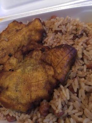 Rice and Beans with fried plantain