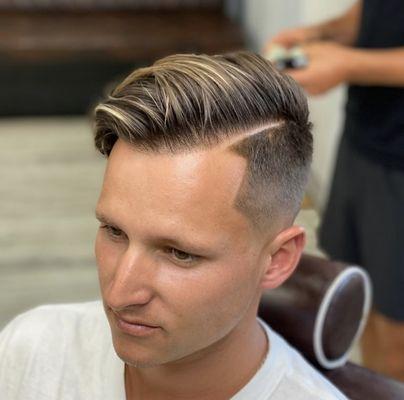 Undercut with Highlights for men. Summer cut.