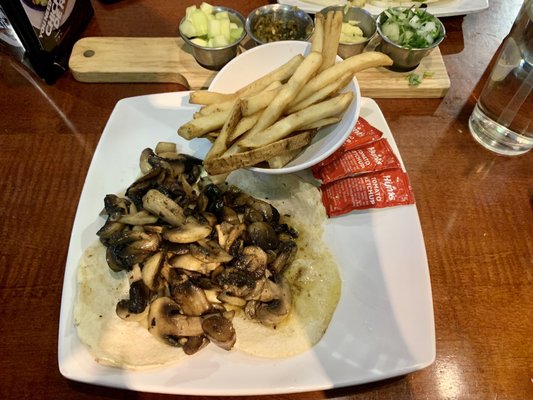 Mushroom Tacos and Fries