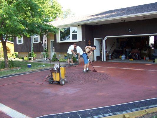 Installing StreetPrint decorative driveway.