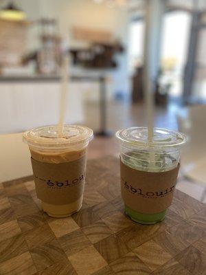 Ice latte, matcha latte