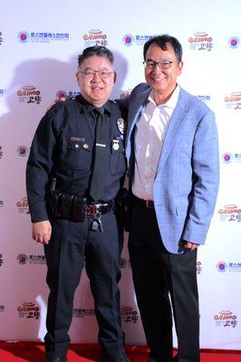 Alex Cha attorney at law at KAFLA Gala 2023 with LAPD Senior Lead Officer