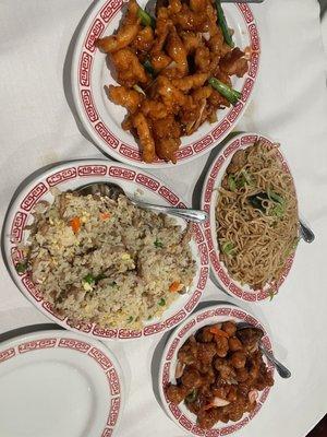 Orange chicken  Sweet and sour pork Pork fried rice  Chicken chow mien