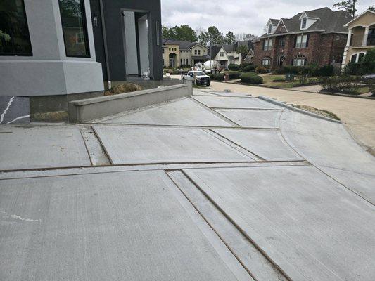 Driveway with leave outs for pavers