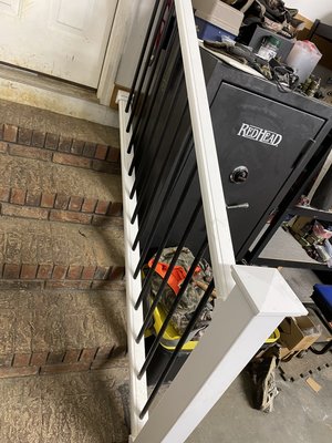 Hand rail installed on garage steps