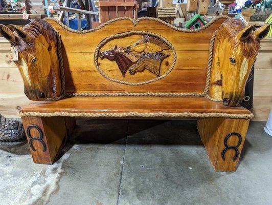 One of a kind chainsaw carved bench