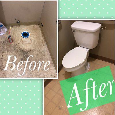 Toilet install bathroom remodel