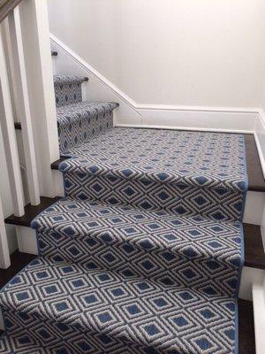 Indoor/outdoor carpeting installed on stairs!